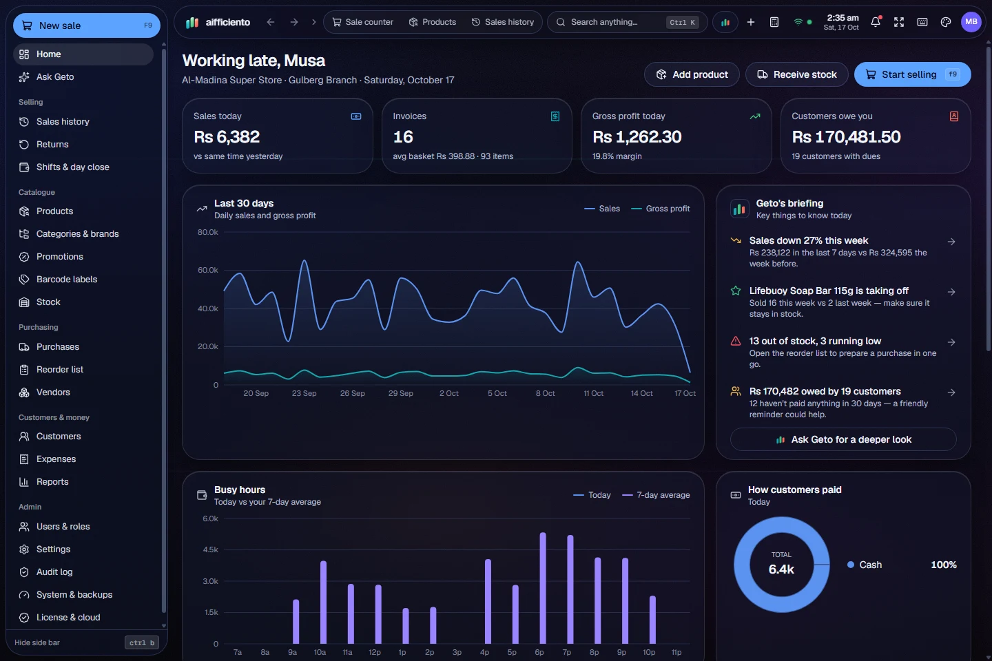 AIFFICIENTO Spatial Blue · dark theme